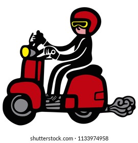 motorcyclist riding a motor scooter