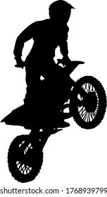 motorcyclist silhouette black and white vector image