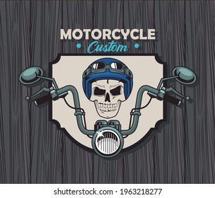 motorcyclist skull head patche icon