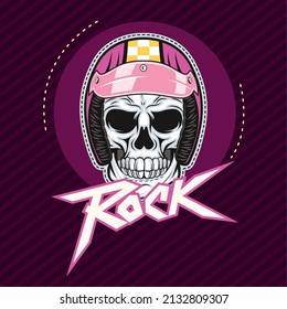 afiche del parche de roca del cráneo para motociclistas