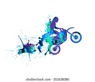 motorcyclist. Splash paint