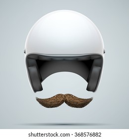Motorcyclist symbol with mustache. Vector Illustration isolated on white background.