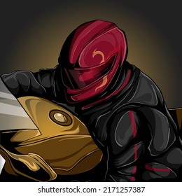 motorcyclist vector illustration with gradient background