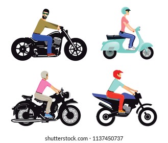 Motorcyclists on different types and models