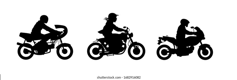 Motorcyclists silhouette set vector illustration isolated on white background