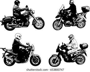 motorcyclists sketch illustration - vector