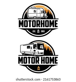 Motorhome caravan trailer RV circle emblem logo bundle set