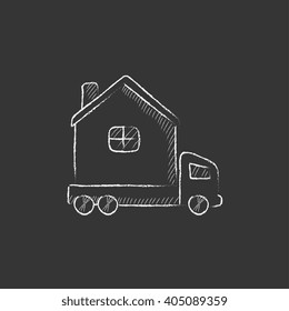 Motohome. Dibujado en un icono de tiza.