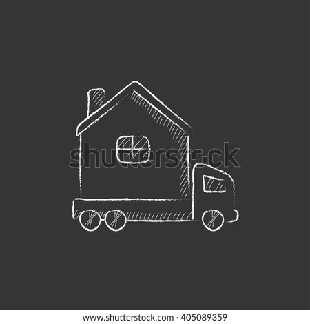 Motorhome. Drawn in chalk icon.