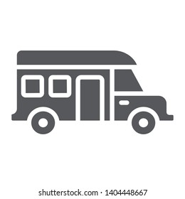 Motorhome glyph icon, transportation and auto, trailer sign, vector graphics, a solid pattern on a white background, eps 10.