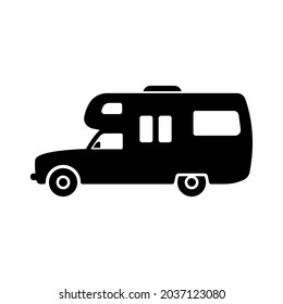 Motorhome Icon Camper Caravan Black Silhouette Stock Vector (Royalty ...