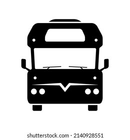 Motorhome icon. Camper, caravan, van, bus. Black silhouette. Front view. Vector simple flat graphic illustration. Isolated object on a white background. Isolate.