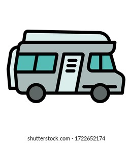 Motorhome icon. Outline motorhome vector icon for web design isolated on white background