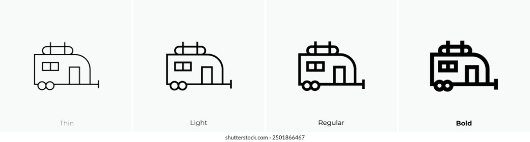 motorhome icon. Thin, Light Regular And Bold style design isolated on white background