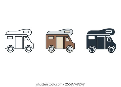 Motorhome icons symbol vector elements for infographic web