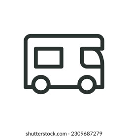 Motorhome isolated icon, campervan vector icon with editable stroke