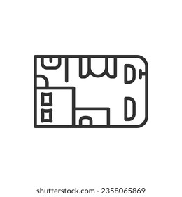 Motorhome layout. front view, linear icon. Line with editable stroke