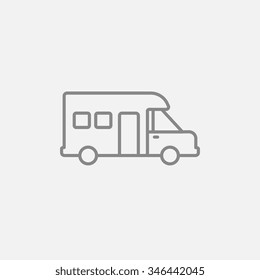 Motorhome line icon for web, mobile and infographics. Vector dark grey icon isolated on light grey background.