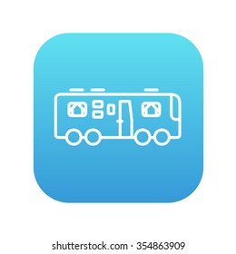 Motorhome line icon for web, mobile and infographics. Vector white icon on the blue gradient square with rounded corners isolated on white background.