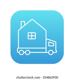 Motorhome line icon for web, mobile and infographics. Vector white icon on the blue gradient square with rounded corners isolated on white background.