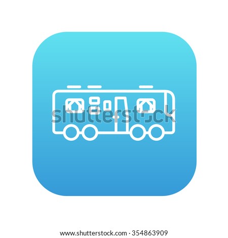 Motorhome line icon for web, mobile and infographics. Vector white icon on the blue gradient square with rounded corners isolated on white background.