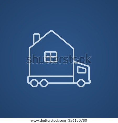 Motorhome line icon for web, mobile and infographics. Vector light blue icon isolated on blue background.