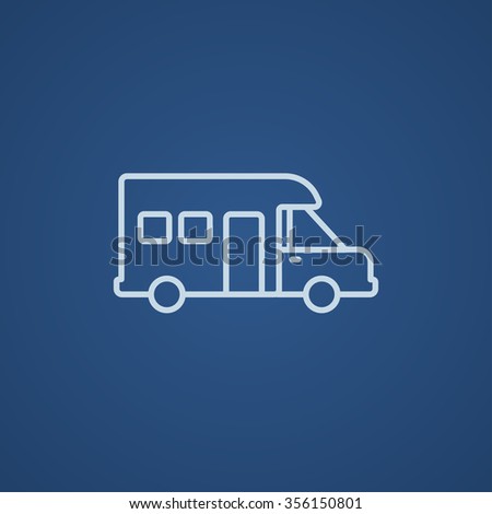 Motorhome line icon for web, mobile and infographics. Vector light blue icon isolated on blue background.