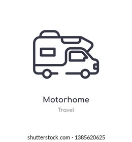 motorhome outline icon. isolated line vector illustration from travel collection. editable thin stroke motorhome icon on white background