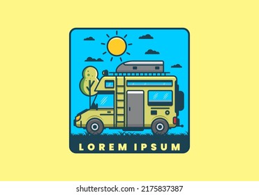 Motorhome with roof box flat illustration design