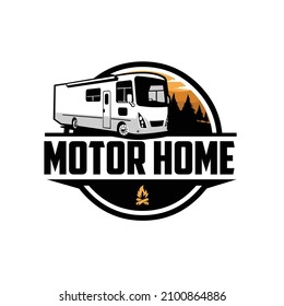 Motorhome RV circle emblem logo vector illustration. Best for RV and motorhome rental business