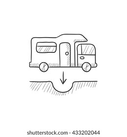 Motorhome and sump vector sketch icon isolated on background. Hand drawn Motorhome and sump icon. Motorhome and sump sketch icon for infographic, website or app.