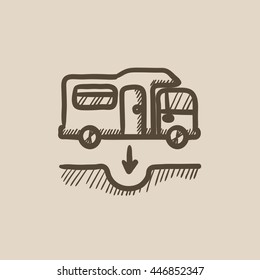 Motorhome and sump vector sketch icon isolated on background. Hand drawn Motorhome and sump icon. Motorhome and sump sketch icon for infographic, website or app.