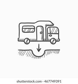 Motorhome and sump vector sketch icon isolated on background. Hand drawn Motorhome and sump icon. Motorhome and sump sketch icon for infographic, website or app.