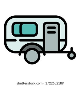 Motorhome trailer icon. Outline motorhome trailer vector icon for web design isolated on white background