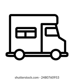 Motorhome Vector Line Icon Design