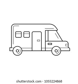 Motorhome vector line icon isolated on white background. Motorhome line icon for infographic, website or app. Icon designed on a grid system.