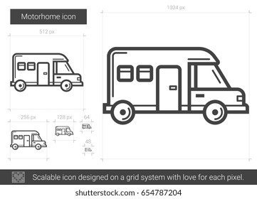 Icono de línea de vector de autoportación aislado en fondo blanco. Icono de la línea de motor para infografía, sitio web o aplicación. Icono escalable diseñado en un sistema de cuadrícula.