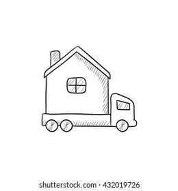 Motorhome vector sketch icon isolated on background. Hand drawn Motorhome icon. Motorhome sketch icon for infographic, website or app.