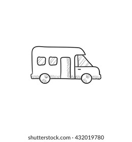 Motorhome vector sketch icon isolated on background. Hand drawn Motorhome icon. Motorhome sketch icon for infographic, website or app.