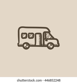 Motorhome vector sketch icon isolated on background. Hand drawn Motorhome icon. Motorhome sketch icon for infographic, website or app.