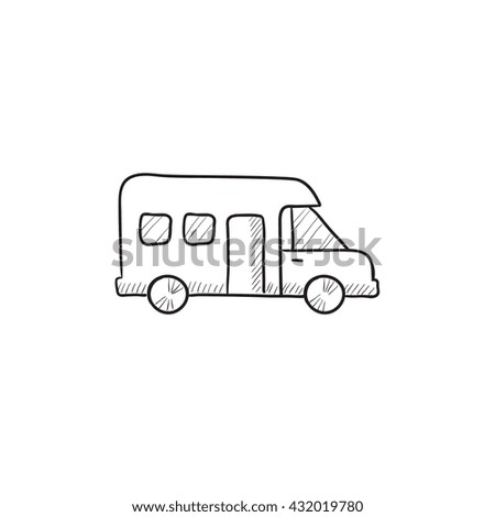Motorhome vector sketch icon isolated on background. Hand drawn Motorhome icon. Motorhome sketch icon for infographic, website or app.