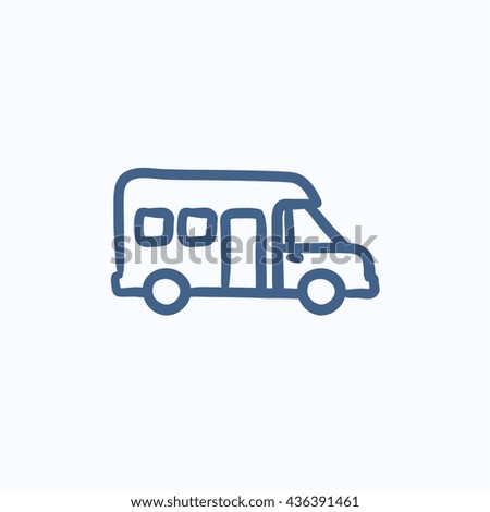 Motorhome vector sketch icon isolated on background. Hand drawn Motorhome icon. Motorhome sketch icon for infographic, website or app.