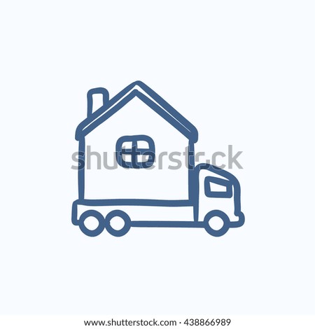 Motorhome vector sketch icon isolated on background. Hand drawn Motorhome icon. Motorhome sketch icon for infographic, website or app.