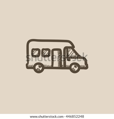 Motorhome vector sketch icon isolated on background. Hand drawn Motorhome icon. Motorhome sketch icon for infographic, website or app.