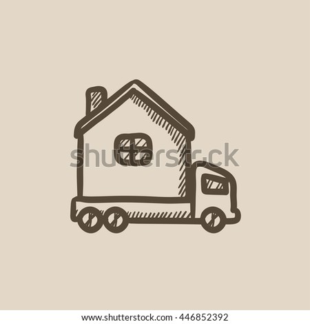 Motorhome vector sketch icon isolated on background. Hand drawn Motorhome icon. Motorhome sketch icon for infographic, website or app.