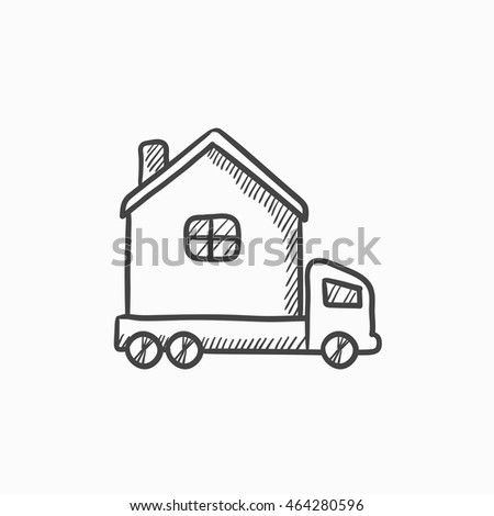 Motorhome vector sketch icon isolated on background. Hand drawn Motorhome icon. Motorhome sketch icon for infographic, website or app.