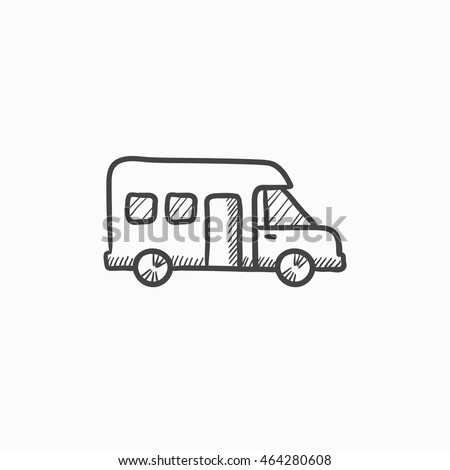 Motorhome vector sketch icon isolated on background. Hand drawn Motorhome icon. Motorhome sketch icon for infographic, website or app.