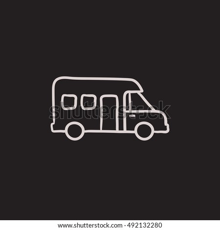 Motorhome vector sketch icon isolated on background. Hand drawn Motorhome icon. Motorhome sketch icon for infographic, website or app.