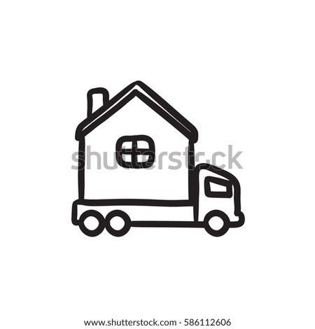 Motorhome vector sketch icon isolated on background. Hand drawn Motorhome icon. Motorhome sketch icon for infographic, website or app.