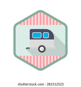 Motorhomes flat icon with long shadow on badge background,EPS 10